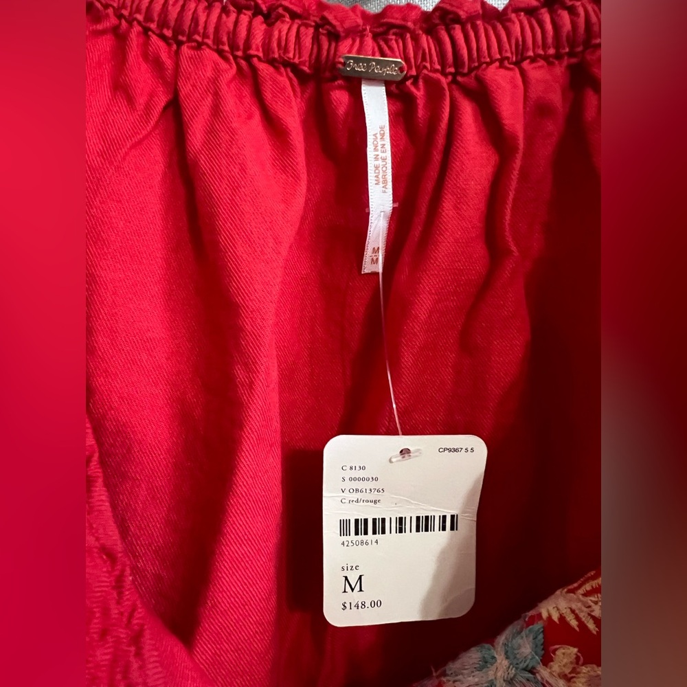 Free People Red Embroidered Women's Top - Picture 5 of 6